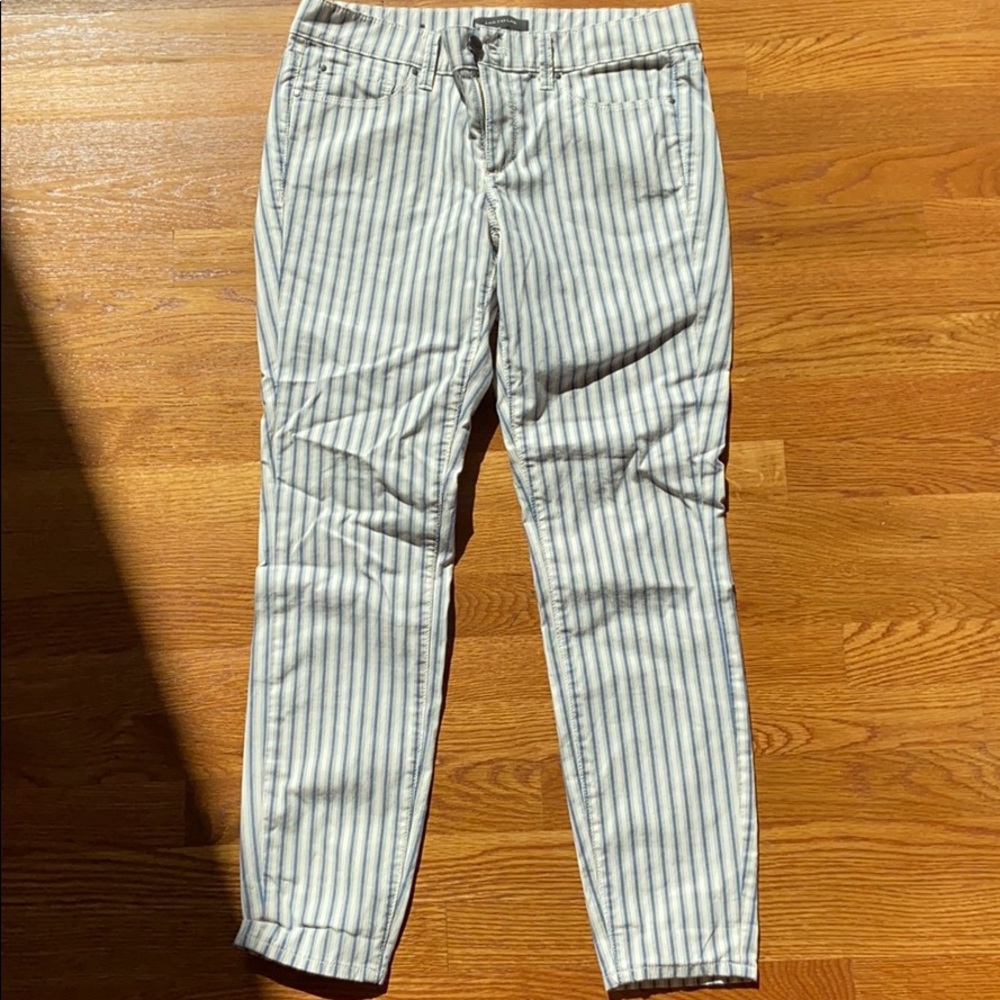 Ann Taylor blue and white striped pants